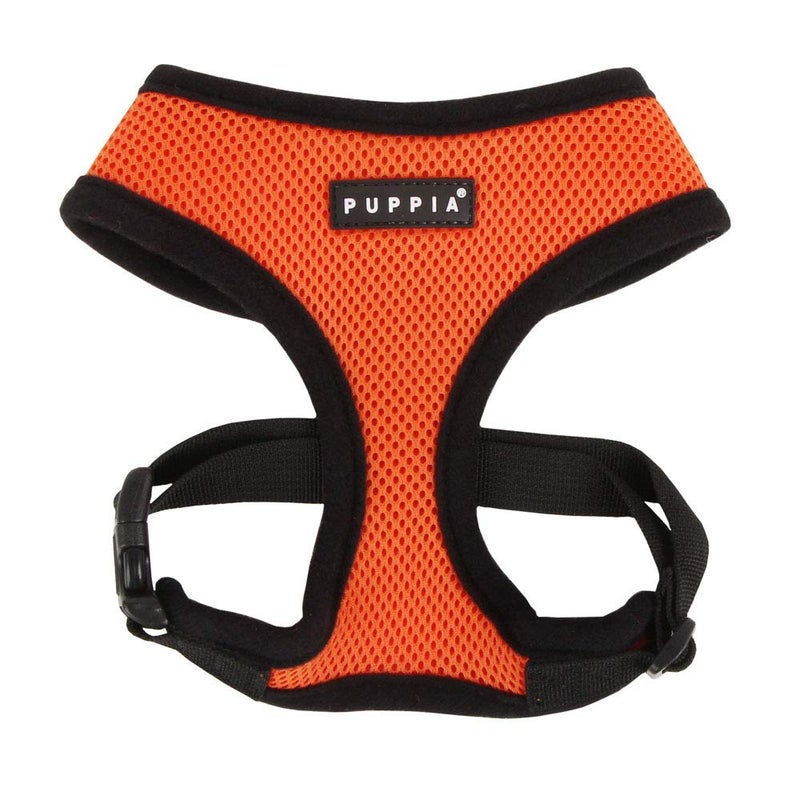 Puppia Soft Dog Harness No Choke Over-The-Head Triple Layered Breathable Mesh Adjustable Chest Belt and Quick-Release Buckle, Orange, Small - Image 1
